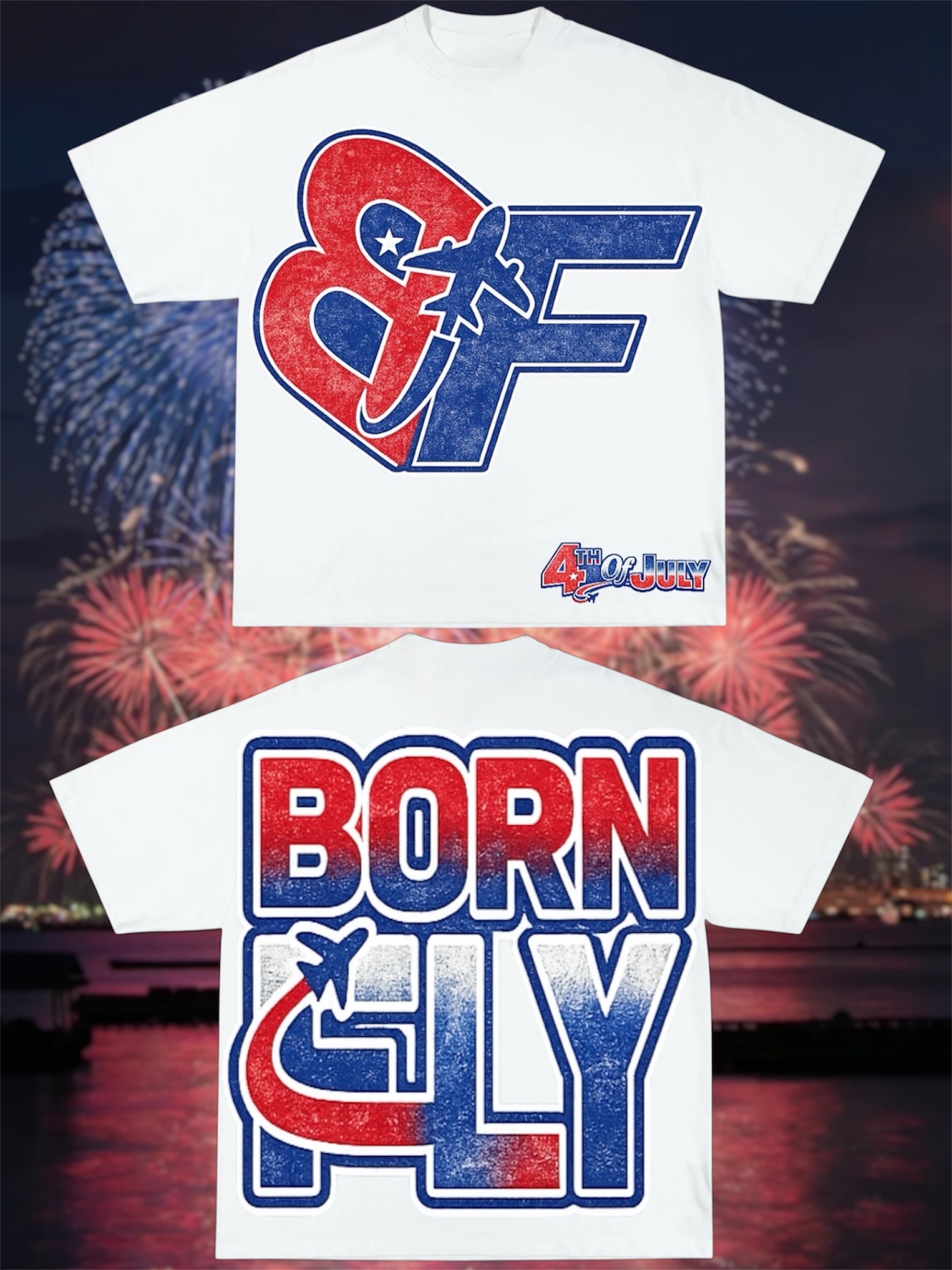 BORNFLY “4th of July” Drop Shoulder Short Sleeve Tees